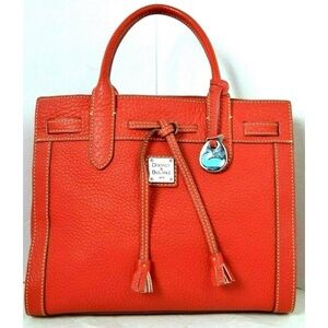 Dooney & Bourke Red Pebble Leather Alto Tasseled Crossbody Lexington Handbag